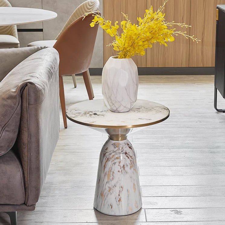 サイドテーブル 大理石調 ホテルライク 北欧 モダン コンパクト おしゃれ かわいい インテリア コーヒーテーブル 白 ホワイト ブラウン