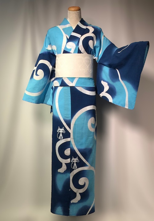 エディゆかた 唐草ー紺ぼかし(受注)