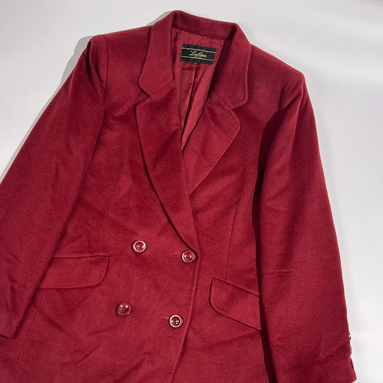 カシミヤ100% Leilian レリアン ダブル ジャケット 15＋/ワインレッド系 レディース