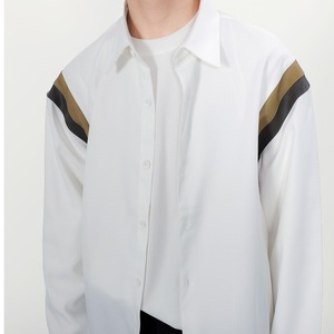【韓国メンズファッション】配色シャツ ゆったり シンプル ベーシック カジュアル 無地 BW2437