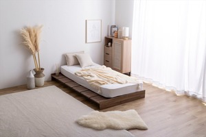 【セミシングルショート】Yuseong幅100cm幅広すのこローベッド　ヘッドボードタイプ(ボンネル)