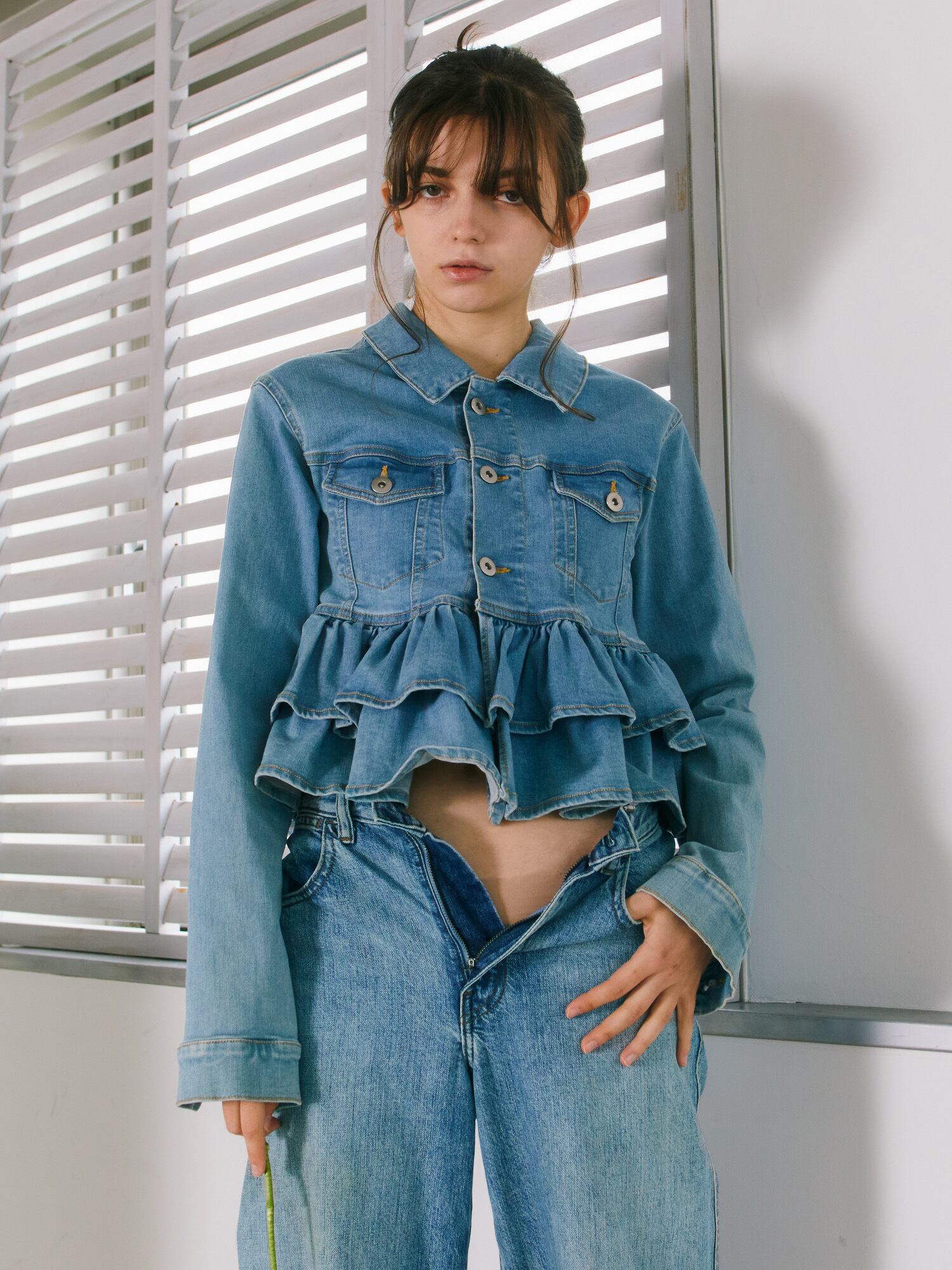 mieya frill denim JK -light blue- | mieya mieya