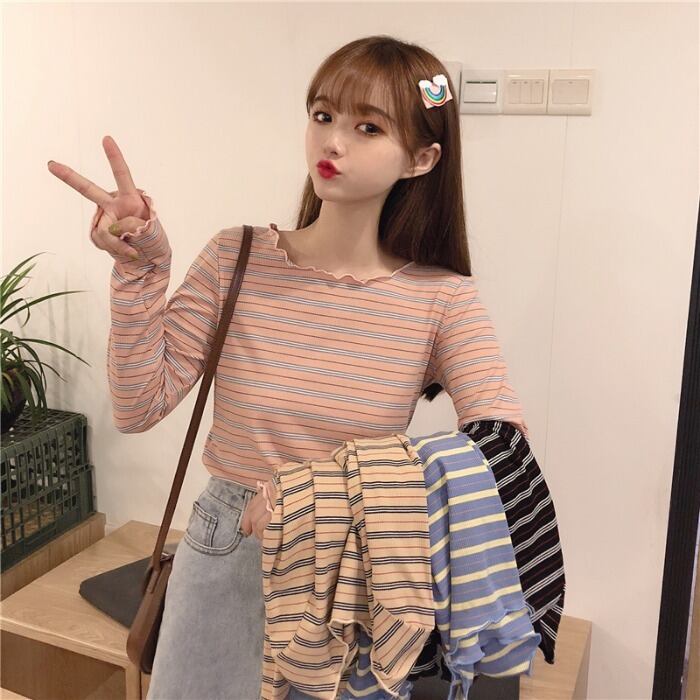 スタイルストライプTシャツ シャツ トップス ロング 1号婦人2478038625