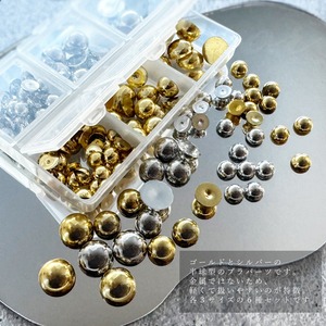 【A000】半球パール　ゴールドシルバー６種BOXセット