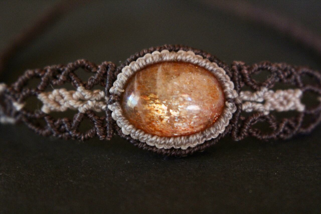 Sunstone micro macrame bracelet