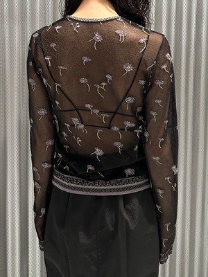 【26AW】Mame Kurogouchi マメ クロゴウチ / トップス / Floral Pattern Long Sleeve Sheer Knit Top
