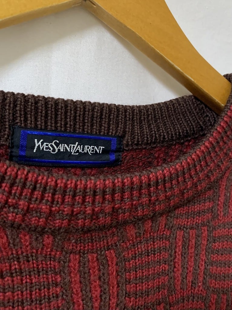 1980~90's Bi-Color Knitting Design Crew Neck Sweater "YVES SAINT LAURENT"