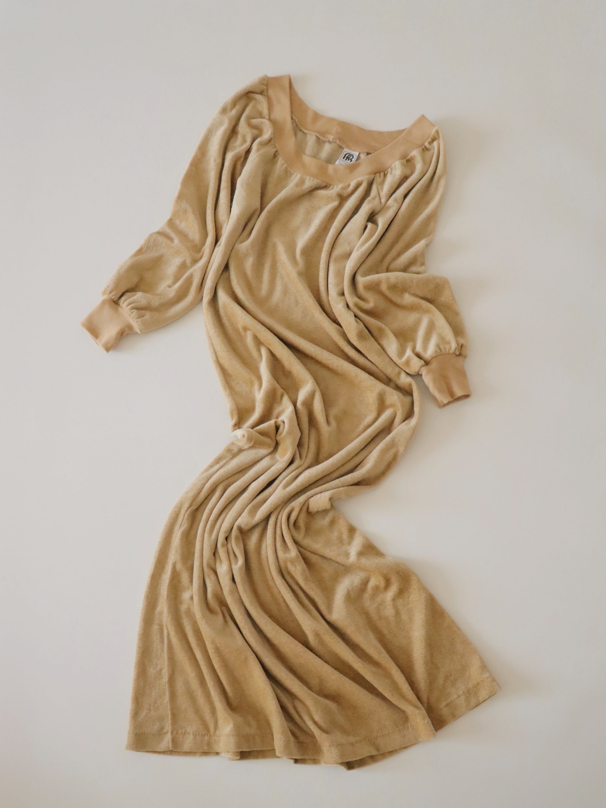 ●80s made in USA California velour stretch jersey long dress