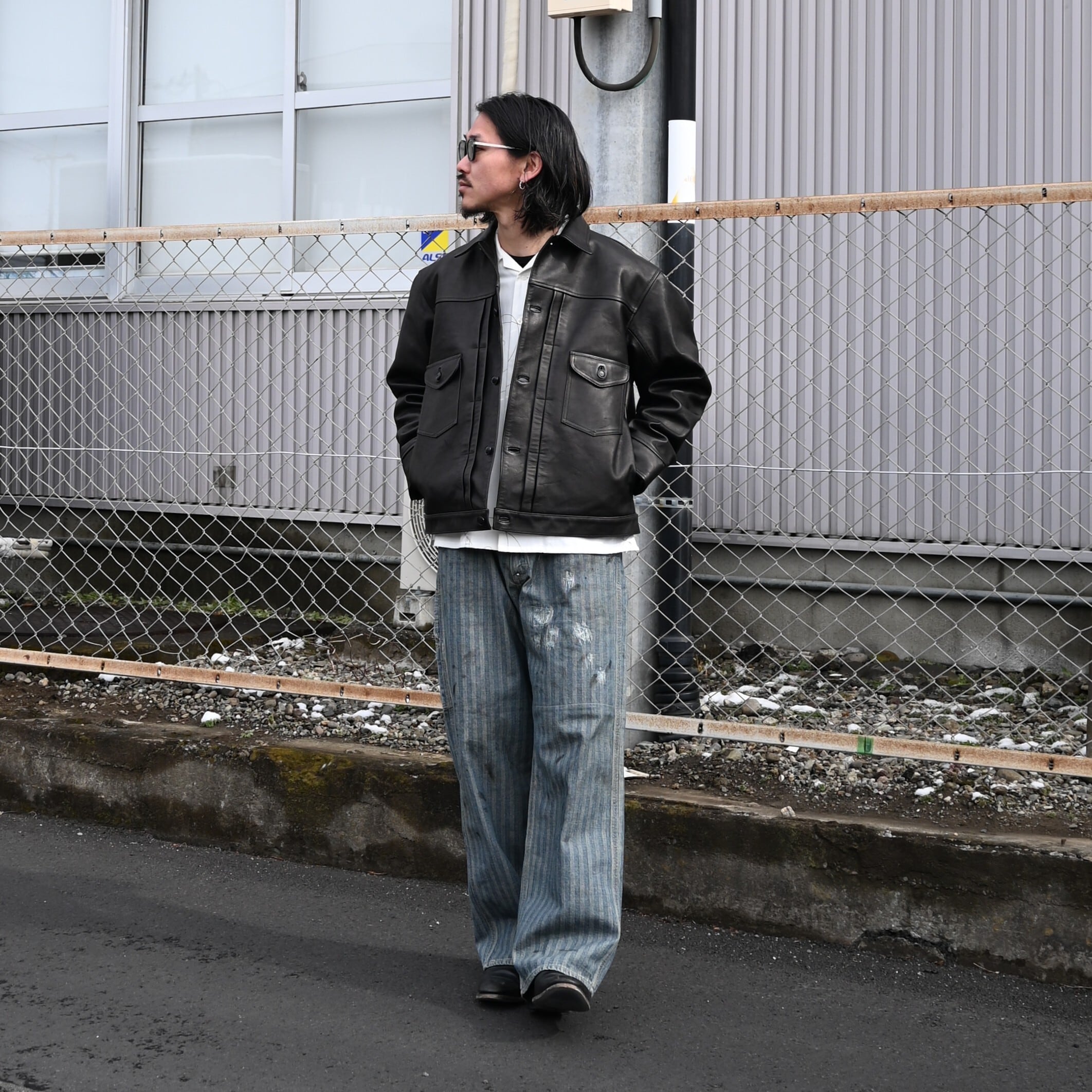 OLDJOEホースレザージージャン ジャケット40L新品 ブラックオールドジョー OLD JOE(オールドジョー)Gジャンタイプレザージャケットコーディネート