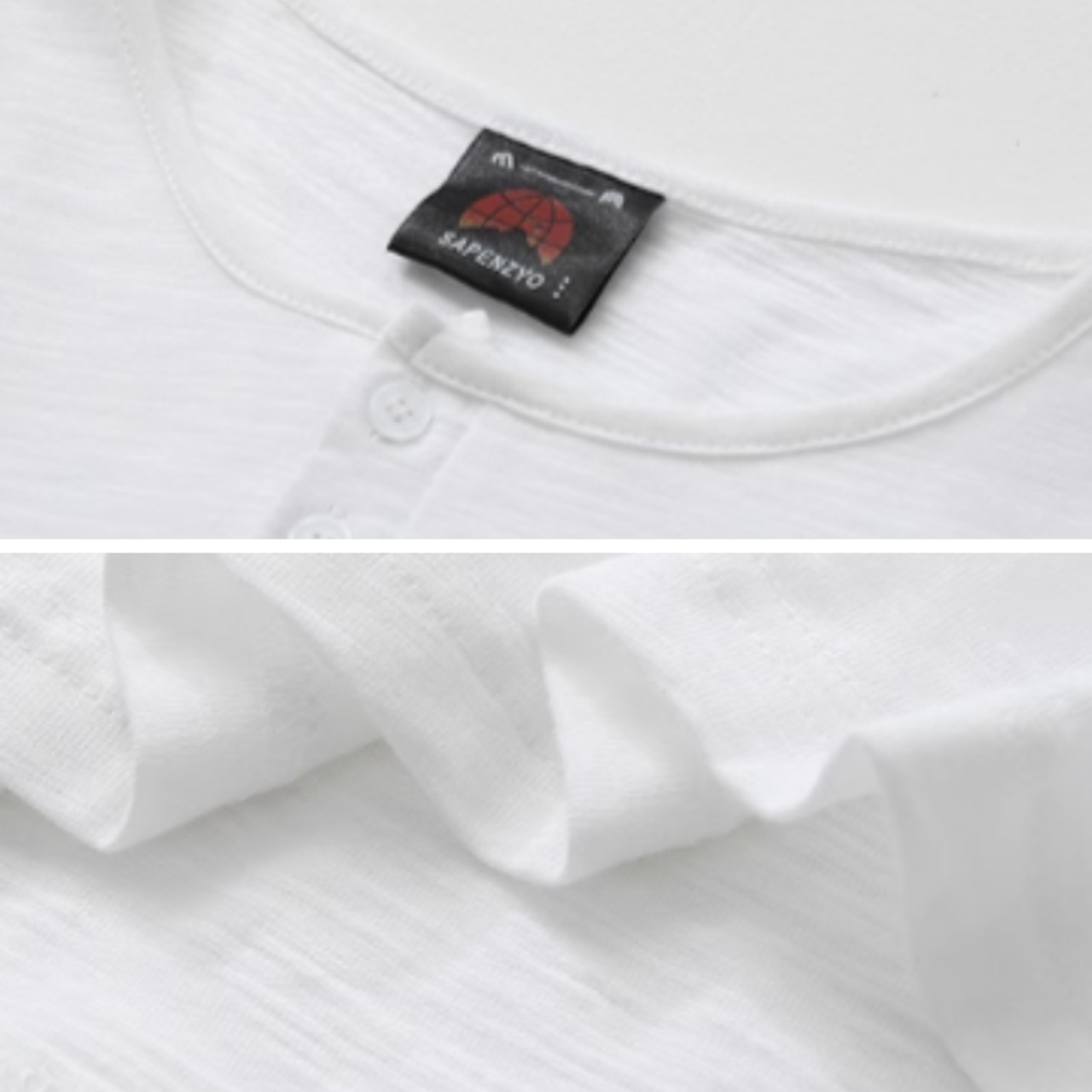 ベーシックヘンリーネックロングTシャツ　0829