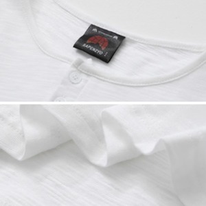 ベーシックヘンリーネックロングTシャツ　0829