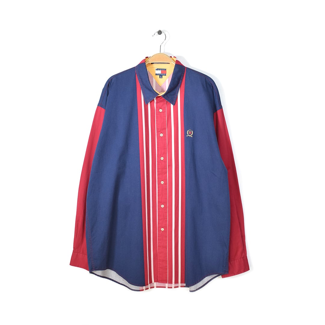 90s トミーヒルフィガー マルチカラー カジュアルシャツ TOMMY HILFIGER 大きいサイズ メンズXL 古着 @CA1199