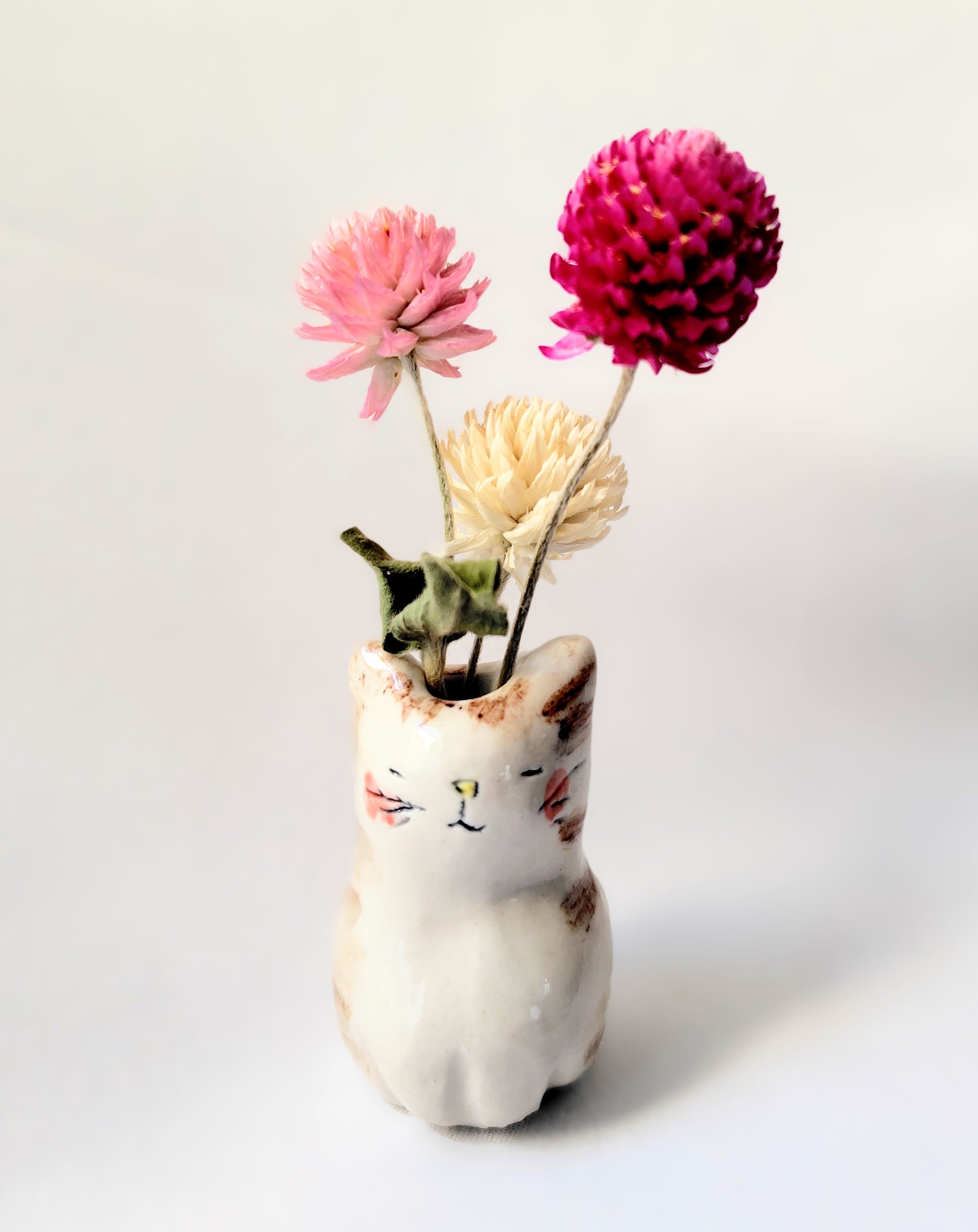 専用 作家さま ilo 猫型陶器 花瓶 チャ猫 作家さま ilo 猫型陶器