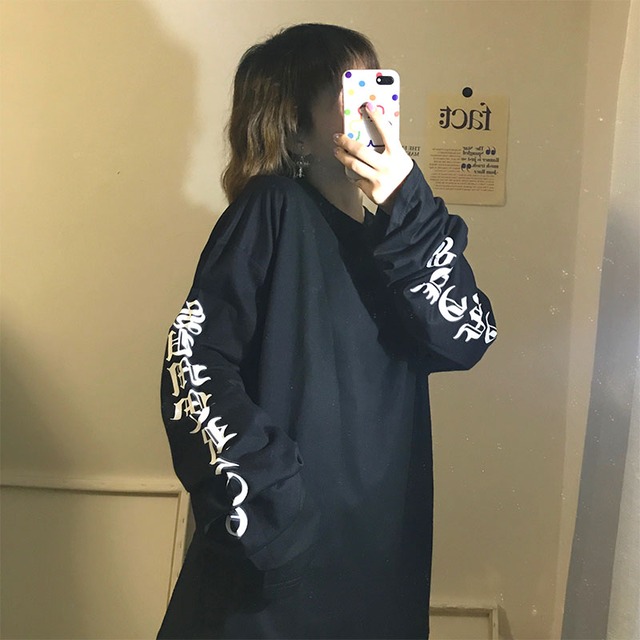 ライブ 長袖Tシャツ 英字ロゴ  ユニセックス ストリート系