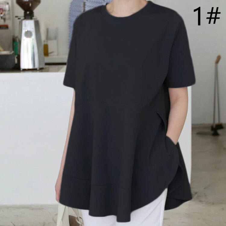 2022春夏新作 Aライン Tシャツ シンプル tシャツ 半袖 レディース おしゃれ スタイリッシュ スリット