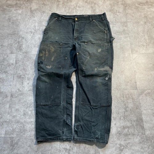 USA製 ブラック ダブルニー Carhartt B01 BLK 38×30