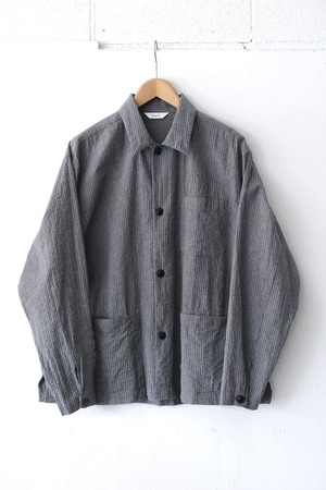 FUJITO Shirt Jacket　Gray Stripe,Natural Stripe