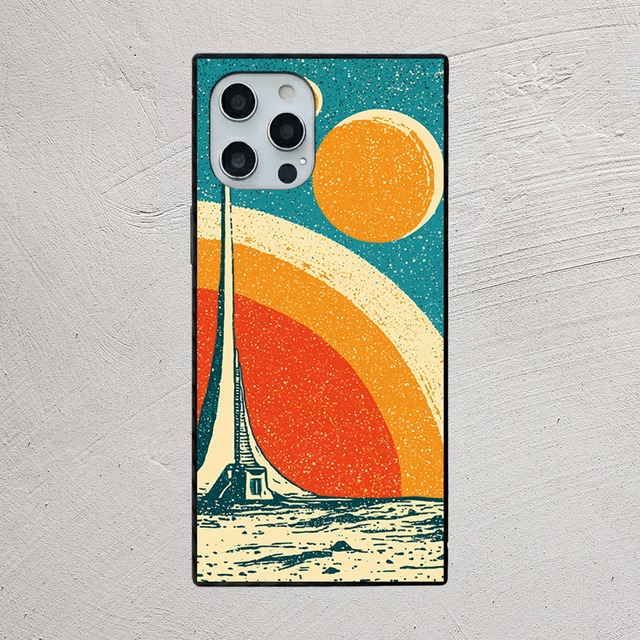 受注生産 iPhoneケース 宇宙船と大きな太陽のポスター｜スペースエイジ RFSP032A