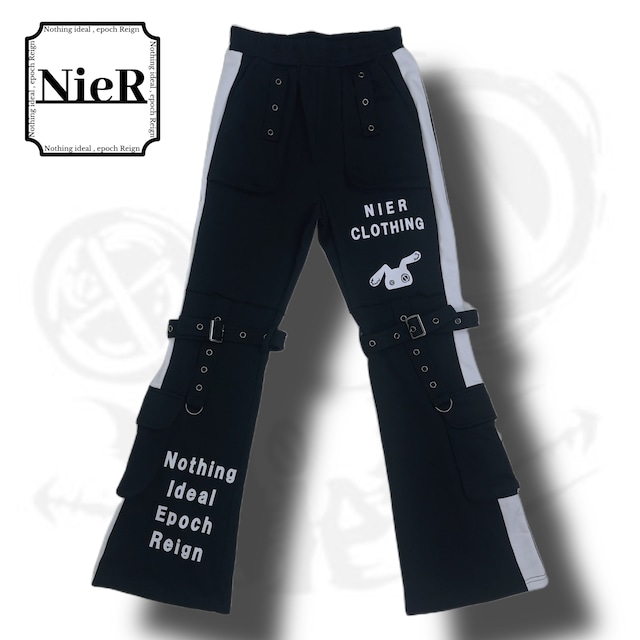 UNISEX 4POCKET BONDAGE BELT SWEAT PANTS 【BLACK】