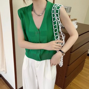 チェックVネックベスト　AJ1050-1816