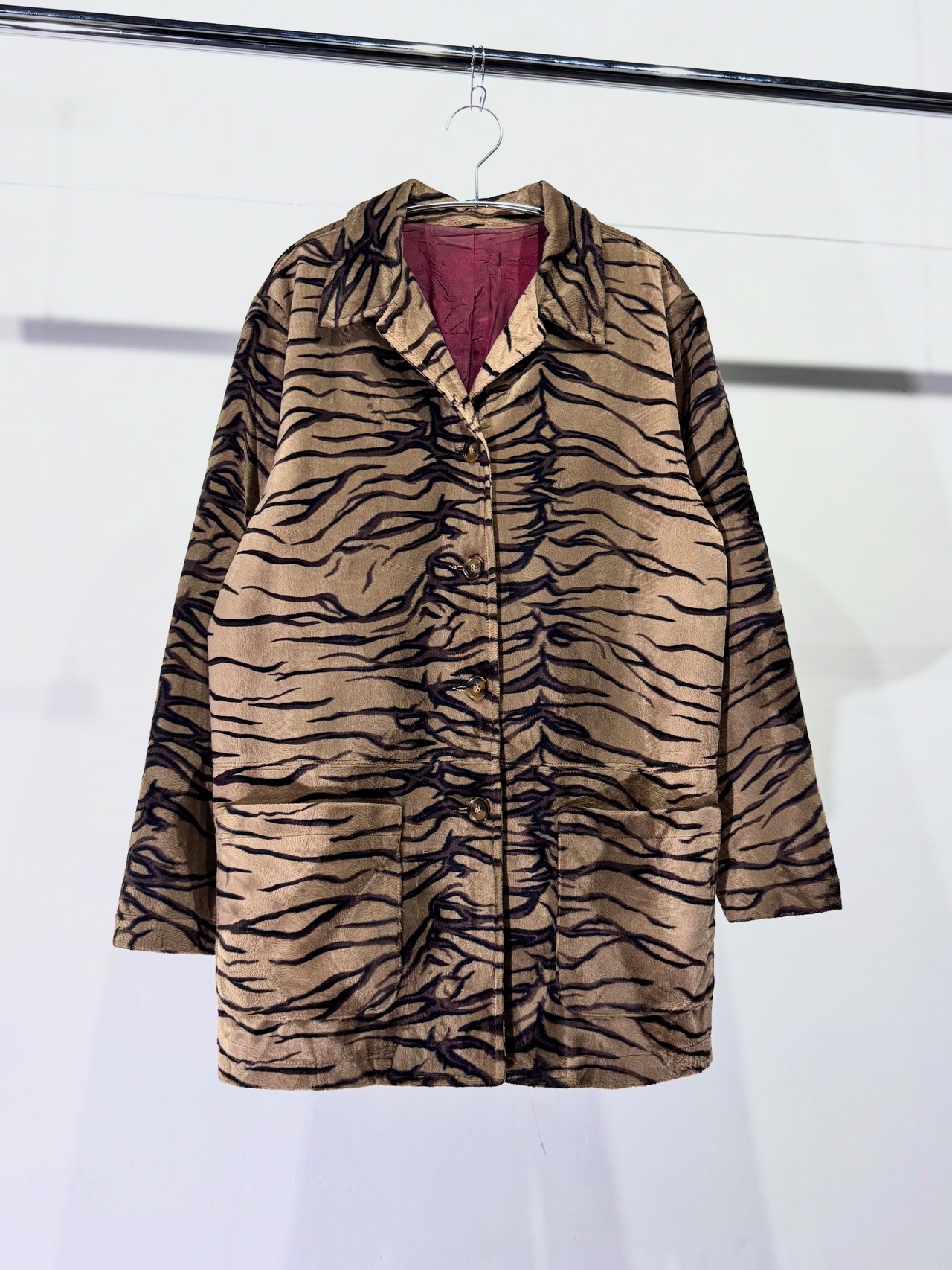 【L】1990s Karen Kane / Zebra Pattern Pile Fabric Jacket / 20251387