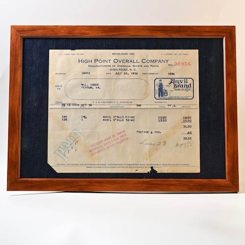 1936's - Anvil Brand- Invoice Frame
