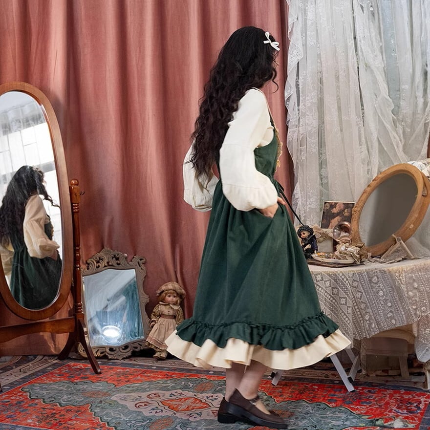 ゴスロリ通販 With U クラロリ ワンピース フォレストグリーン 控えめ