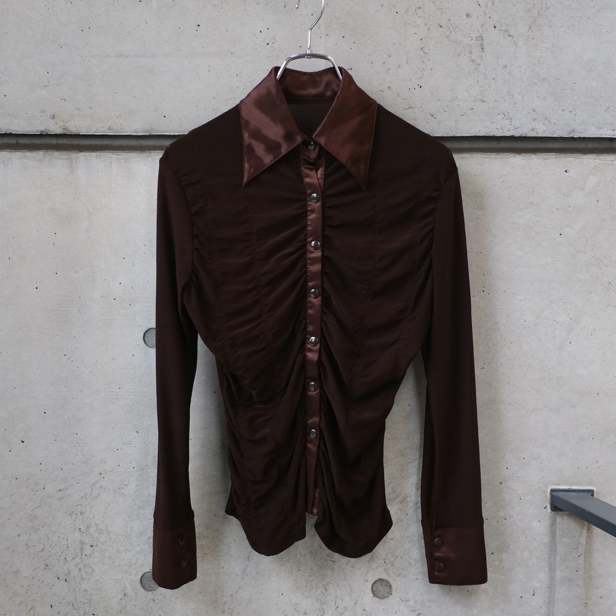 Ruched Front Satin Shirt