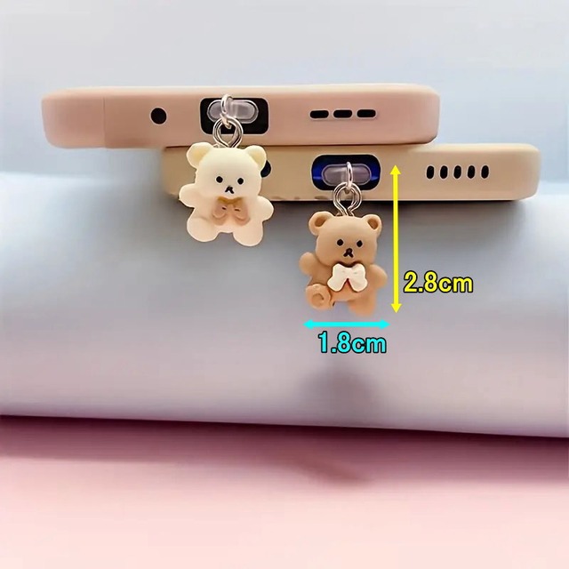 スマホ アクセサリー。くまちゃんのチャーム。ダストプラグ コネクタ 充電ポート 防塵プラグ コネクタカバー＜10070734＞