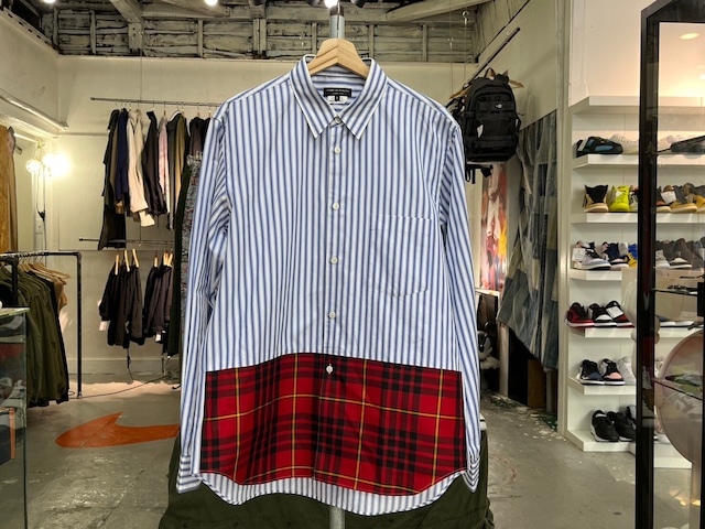 COMME DES GARCONS HOMME PLUS TARTAN CHECK DOCKING STRIPE SHIRT  MEDIUM PF-B012 51954