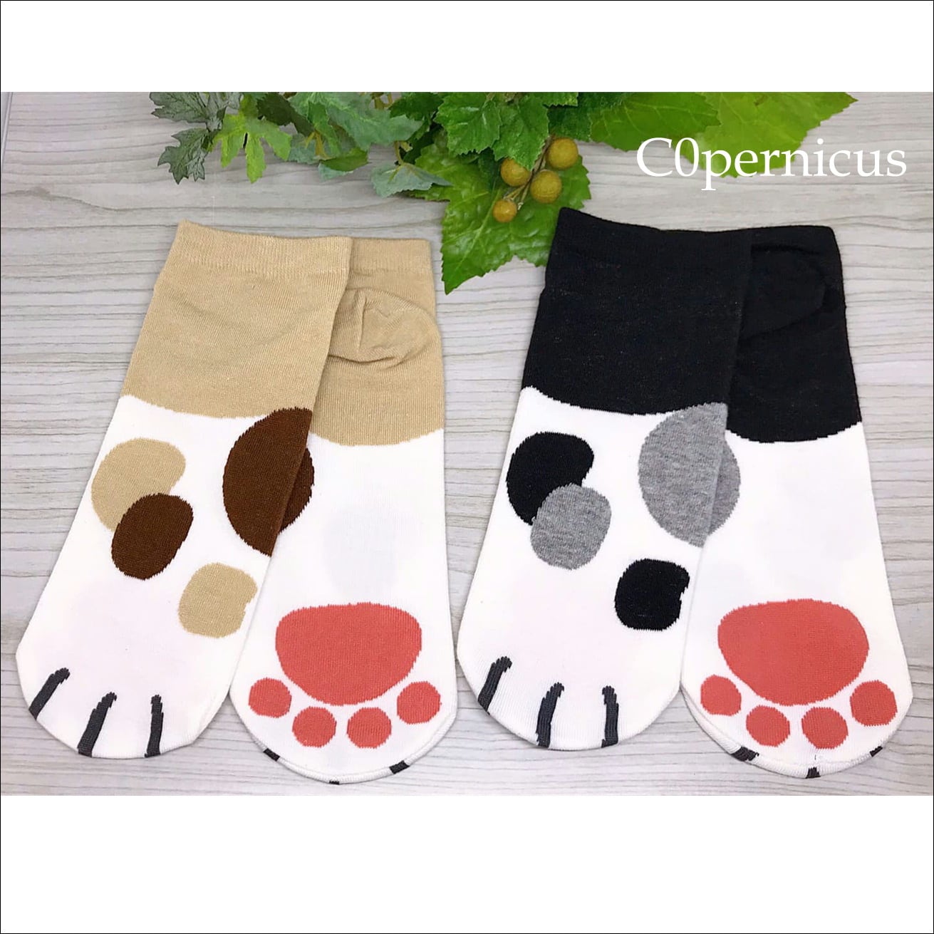 ネコ足ソックス 三毛猫 ネコ靴下 肉球靴下 ネコ雑貨 浜松雑貨屋c0pernicus C0pernicus コペルニクス 浜松雑貨屋