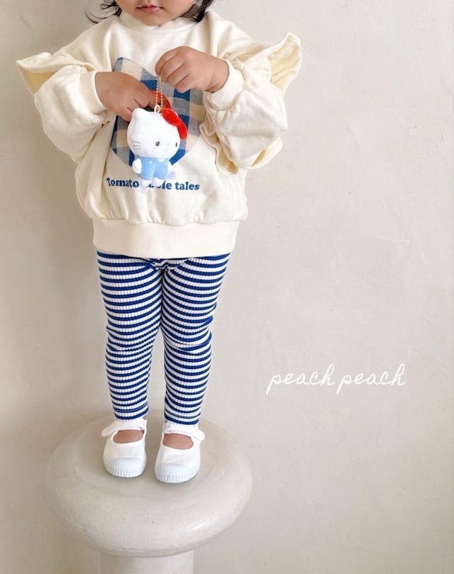 残りわずか◆90-100 moca ボーダーレギンス-PEACH PEACH