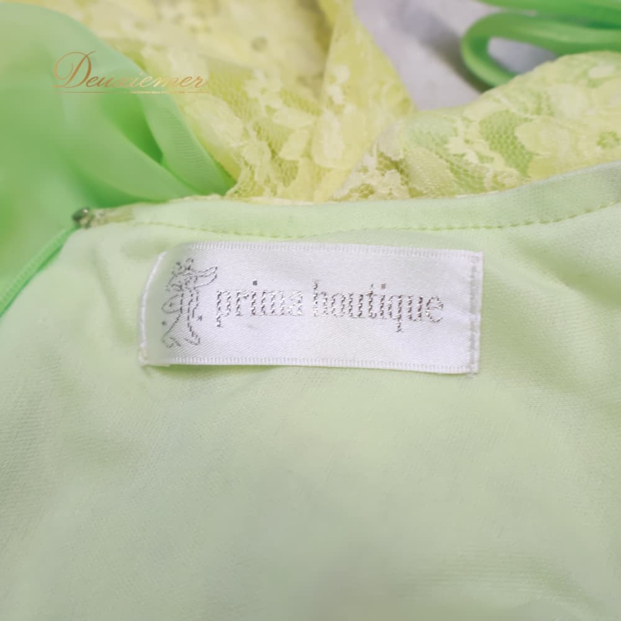 社交ダンス 衣装 prima boutique プリマブティック ドレス ワンピース グリーン系 花 花柄 レース 緑 黄緑 長袖 明るい 華やか かわいい ダンス衣装 イベント ステージ 練習 レッスン パーティー おしゃれ 透け感