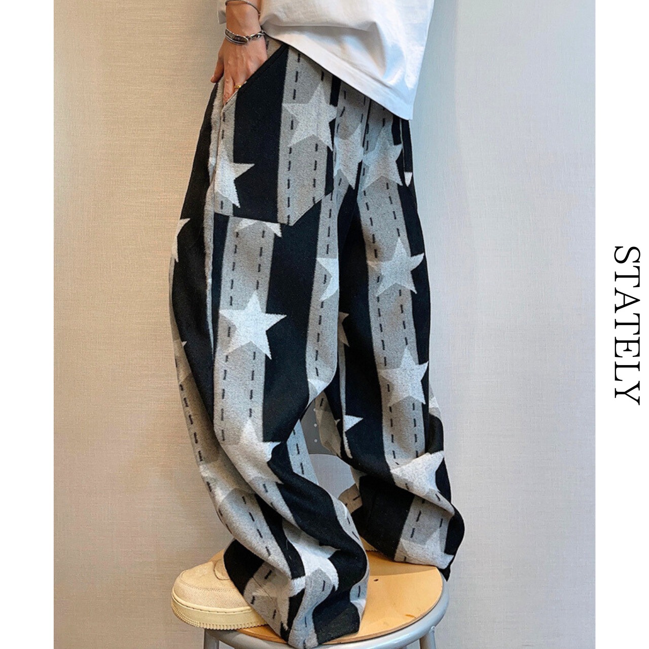 Star Pattern Wool Casual Pants_B64・画像2