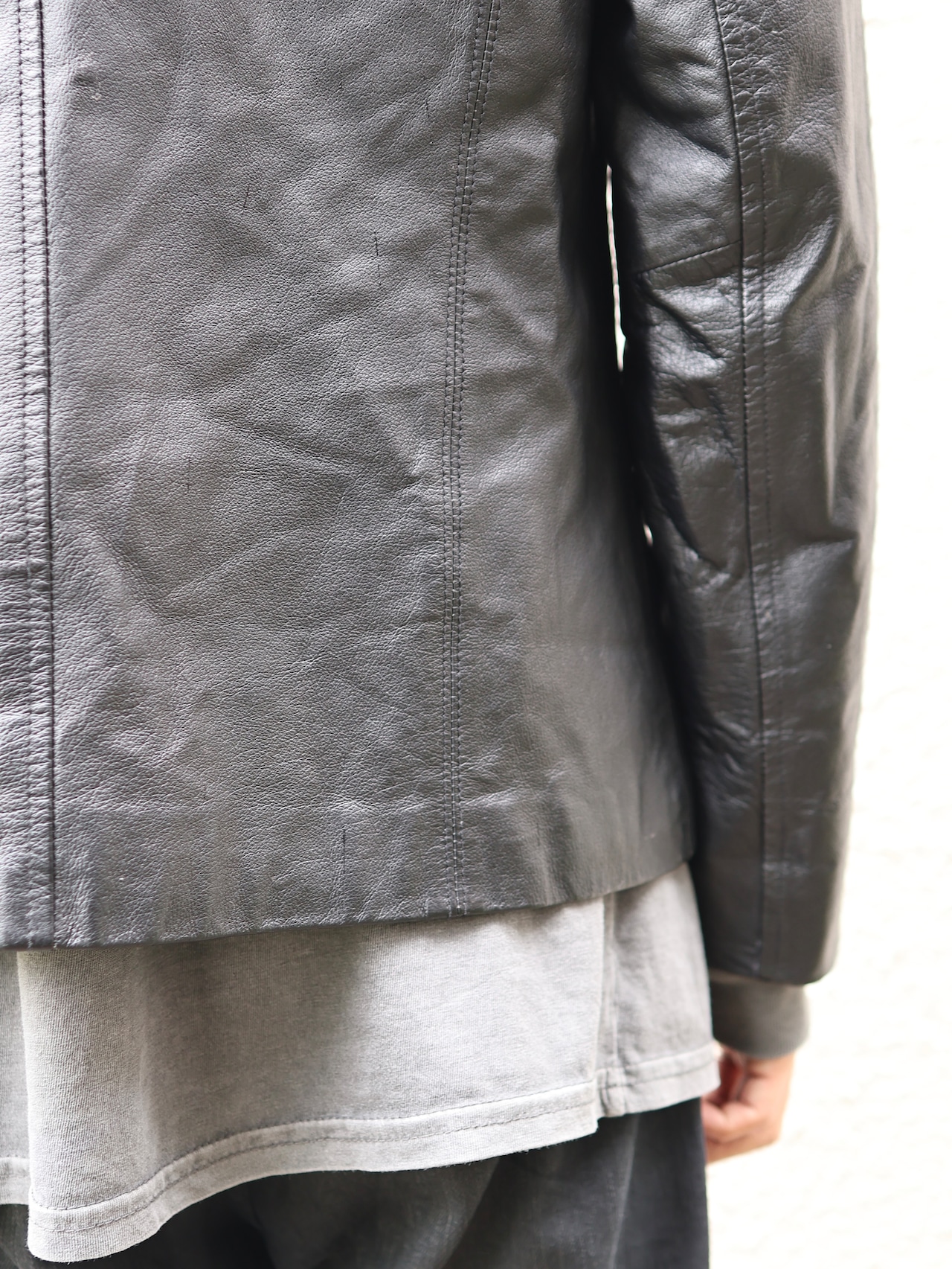 minimal zip up leather jacket