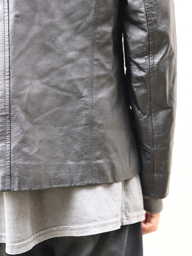 minimal zip up leather jacket