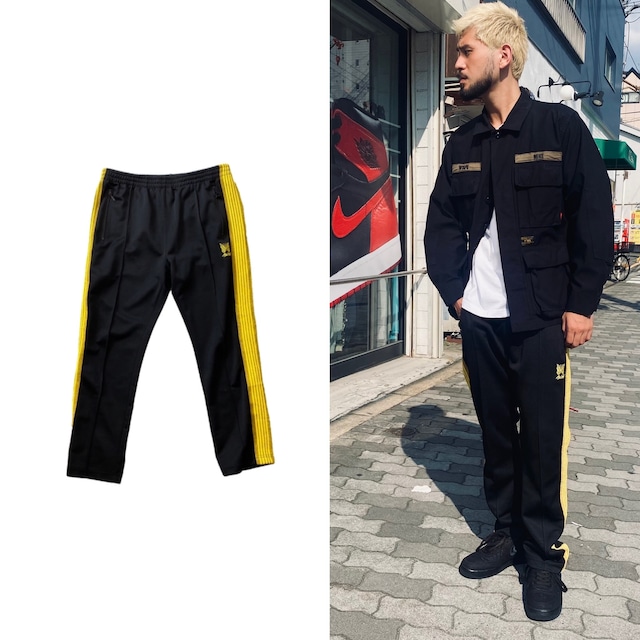 NEEDLES × AWGE TRACK PANT BLACK/YELLOW MEDIUM 99110