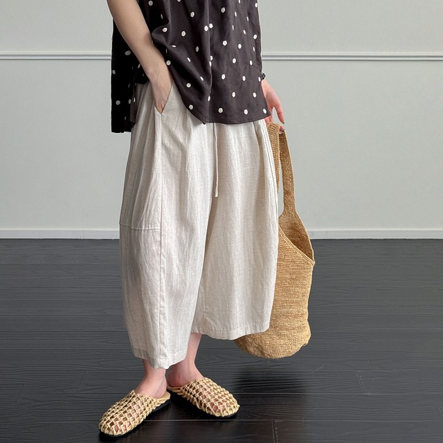 drawstring cropped wide pants 14550