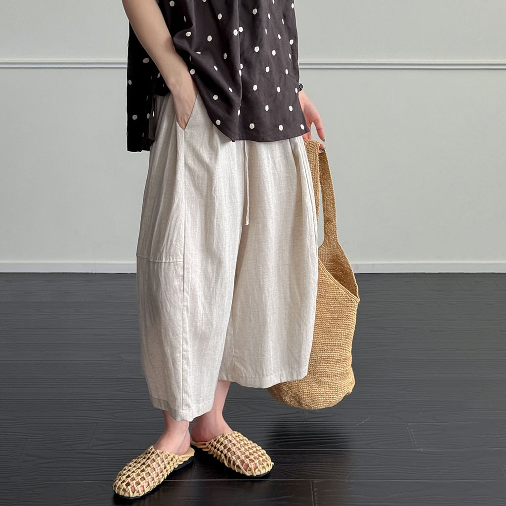 drawstring cropped wide pants 14550
