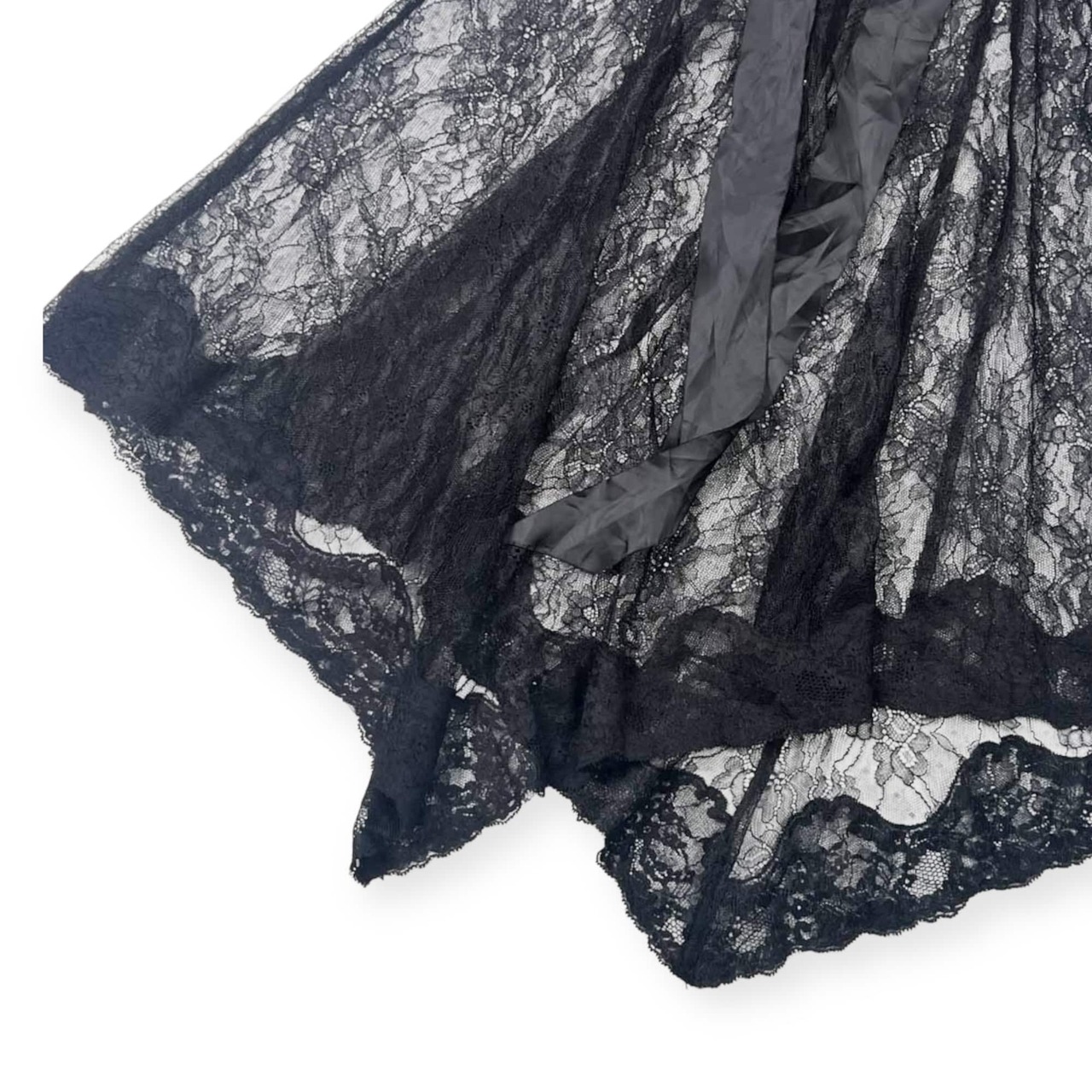 Lois CRAYON ロイスクレヨン レース リボン シースルー アシンメトリー ノースリーブ ワンピース M/ブラック レディース