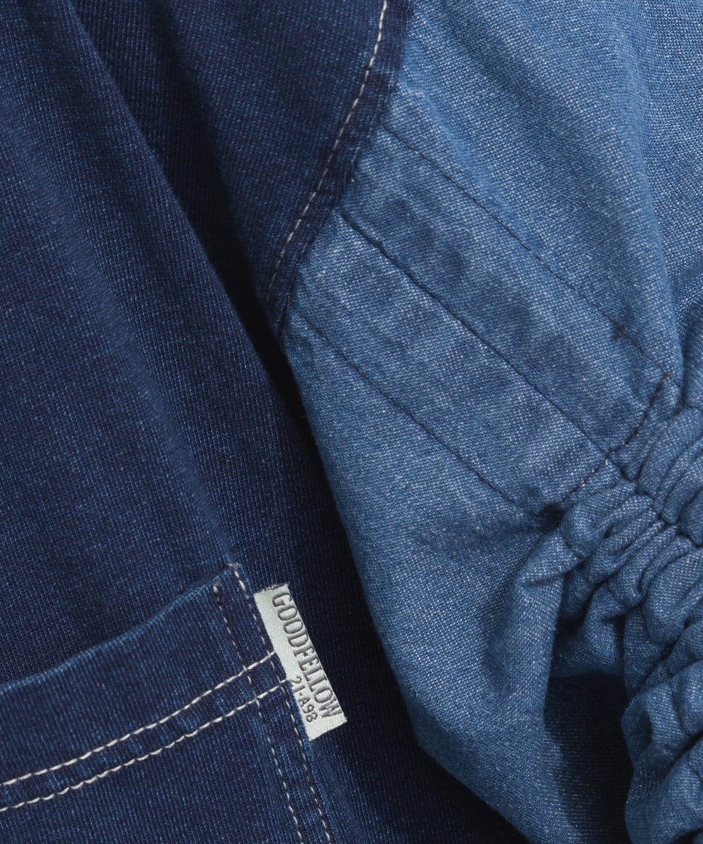 J261096 袖シャーリングデニム切替ワンピース / Shirring Sleeve Denim