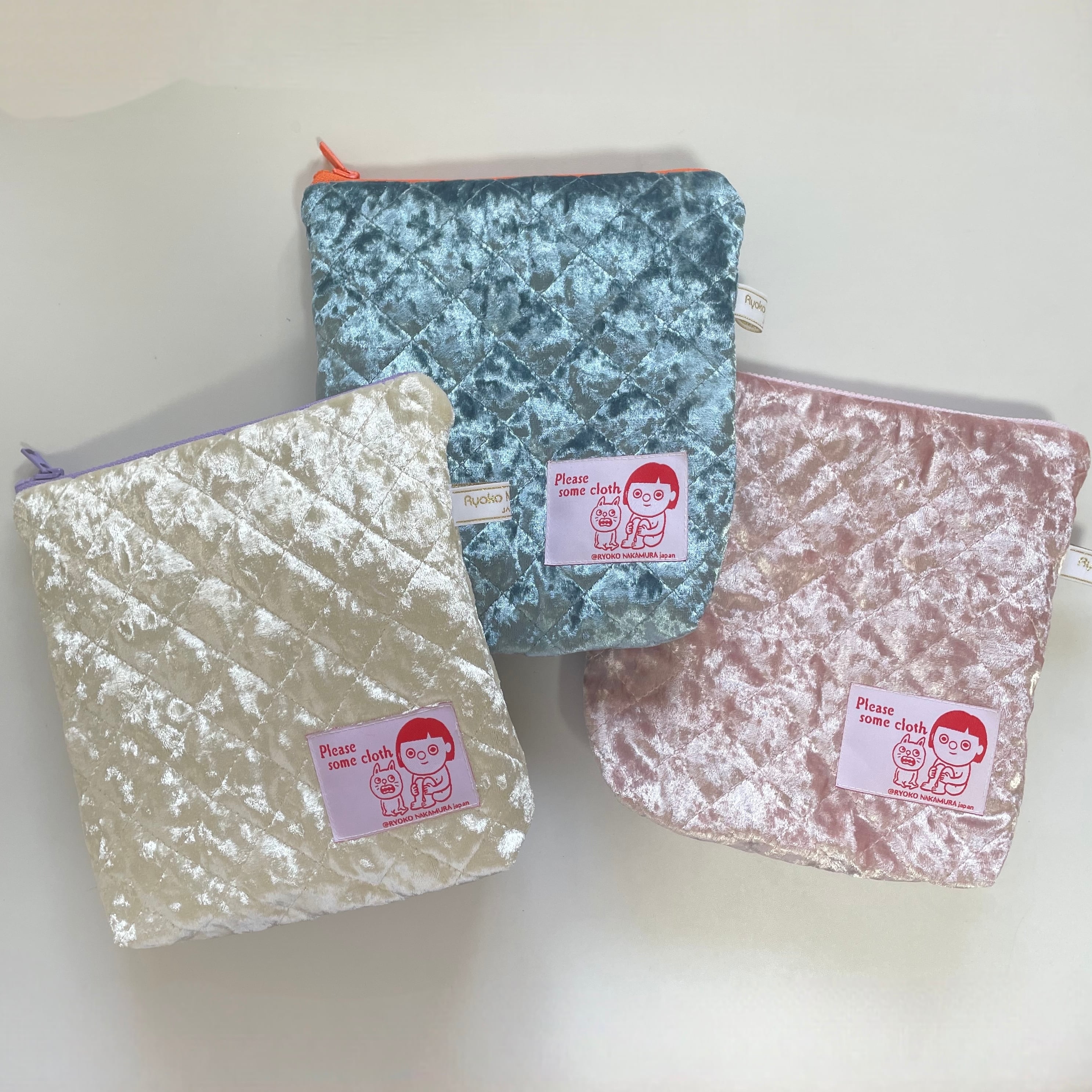 Please some cloth」ベロアダイヤキルティングポーチ | RYOKO NAKAMURA