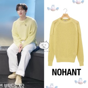 ★Stray Kids リノ 着用！！【NOHANT】CROCHET ROUND NECK KNIT RESORT-MUSTARD