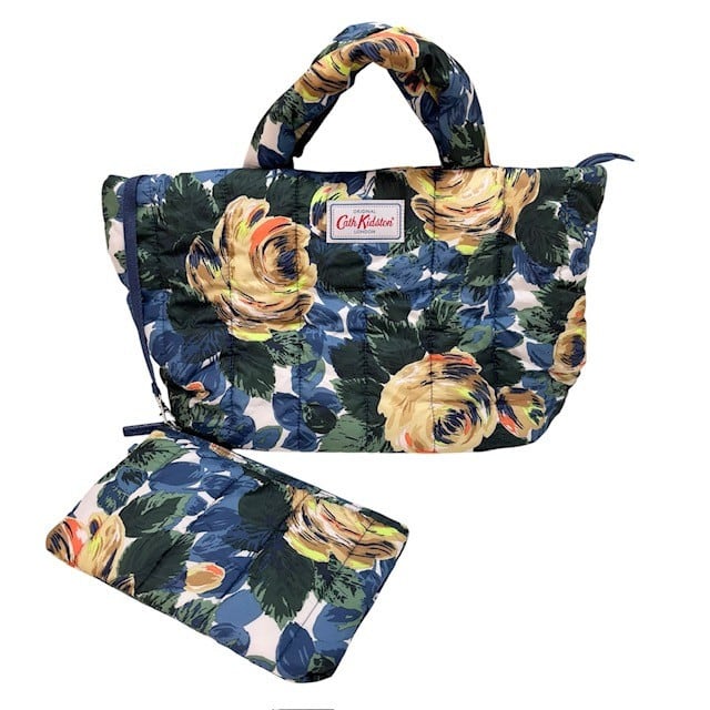 古着 キャスキッドソン Cath Kidston キルティング トートバッグ クリーニング済み 花柄 ポーチ付き