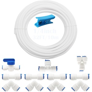 【在庫処分】CESFONJER RO浄水器継手、水道管用1/4 プッシュフィットストレートコネクタ（Y + T + I + Lタイプコンボ+シャットオフバルブ）、10メートルの1/4 /6.3mm直径チューブ