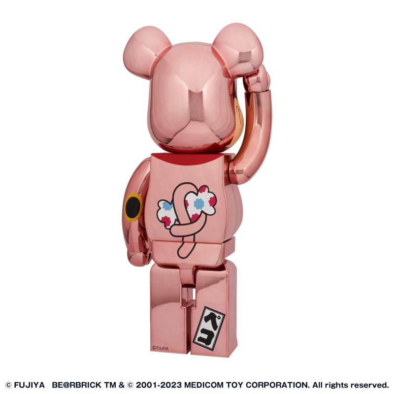 BE@RBRICK 招き猫 ペコちゃん 金運ダブル小判 桃金メッキ 1000 ...