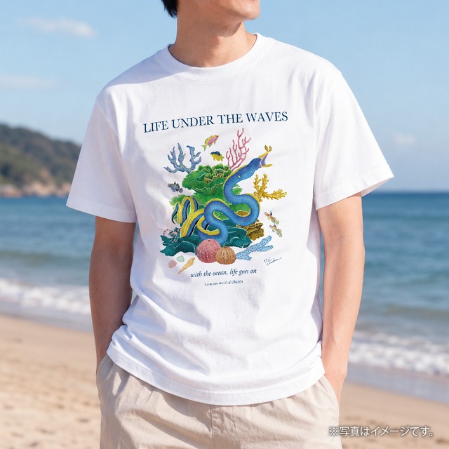 海の生きもの半袖Tシャツ（ハナヒゲウツボ）｜LIFE UNDER THE WAVES Model-13
