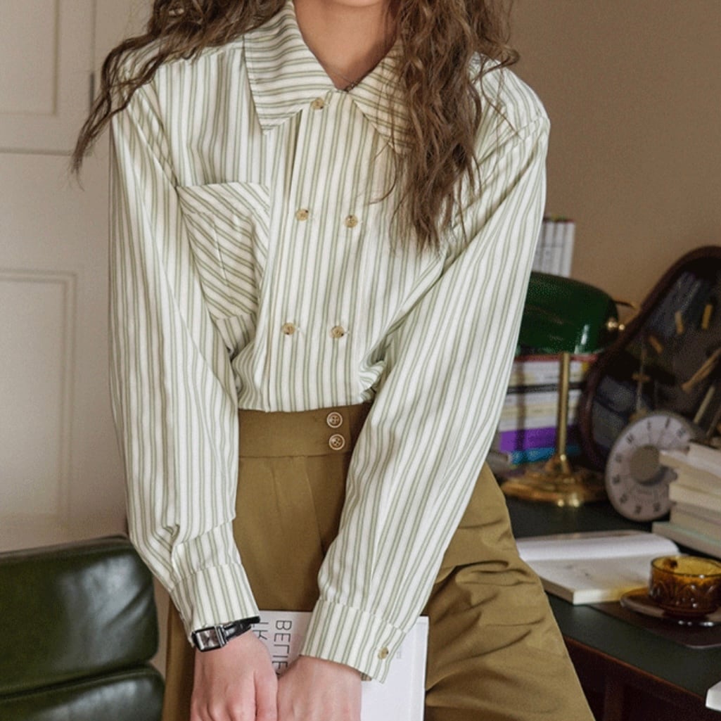 ストライプダブルボタンシャツ Mn1436 Me Nt ミーノット