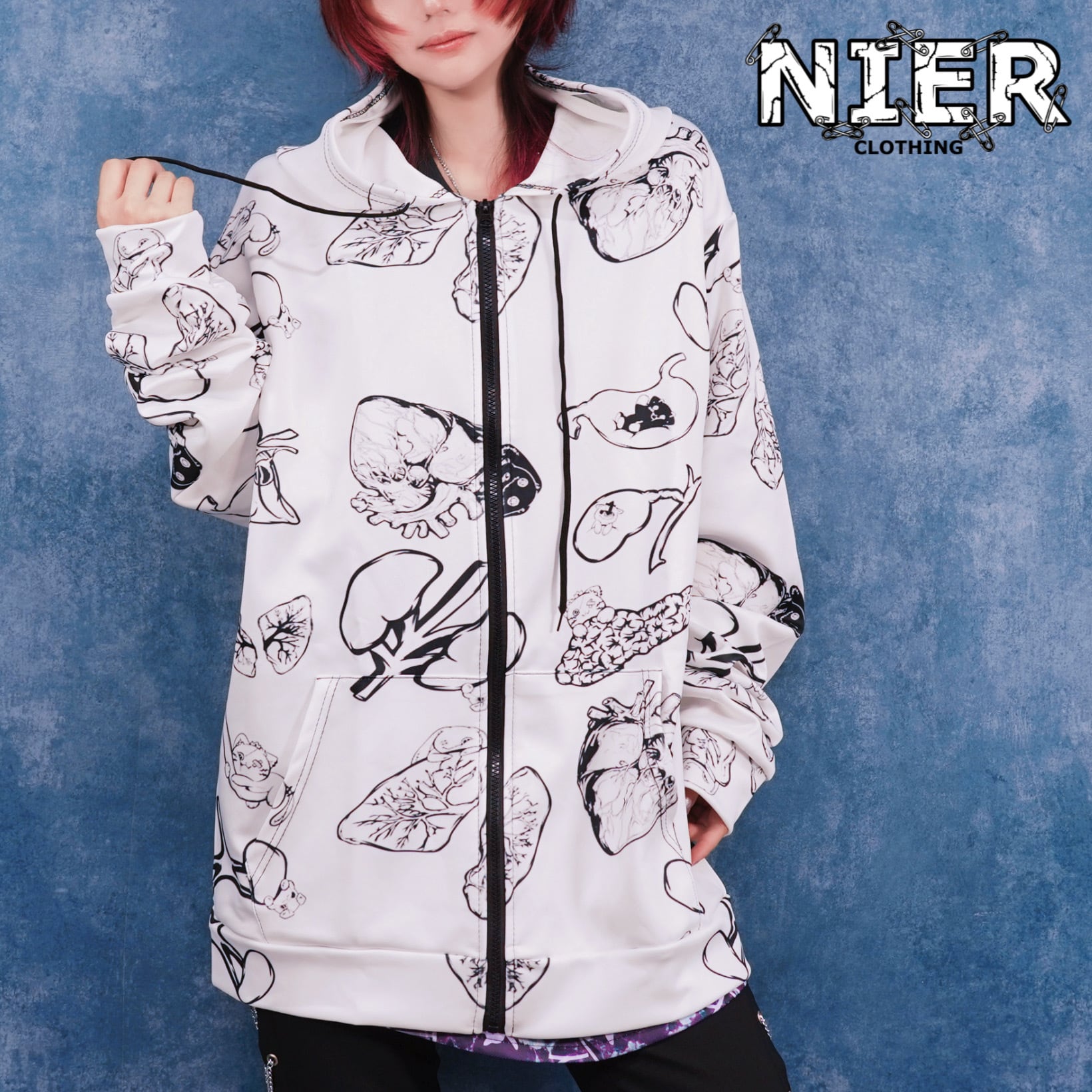 ハロウィン前プレゼント70%OFF》臓器×NieR MONOCHROME ZIP PARKA
