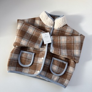 即納♡ 85-95cm Check Lamb Padded Jacket / BONITO